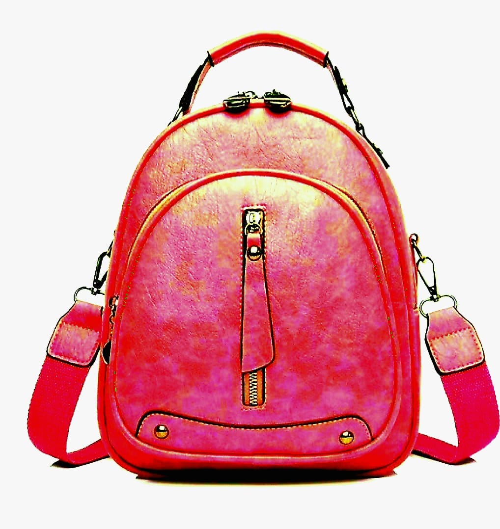 Rucsac Geanta Fashion rosu din piele eco cu compartiment la exterior cu fermoar si buzunar cu fermoar vertical ACRD228 image10